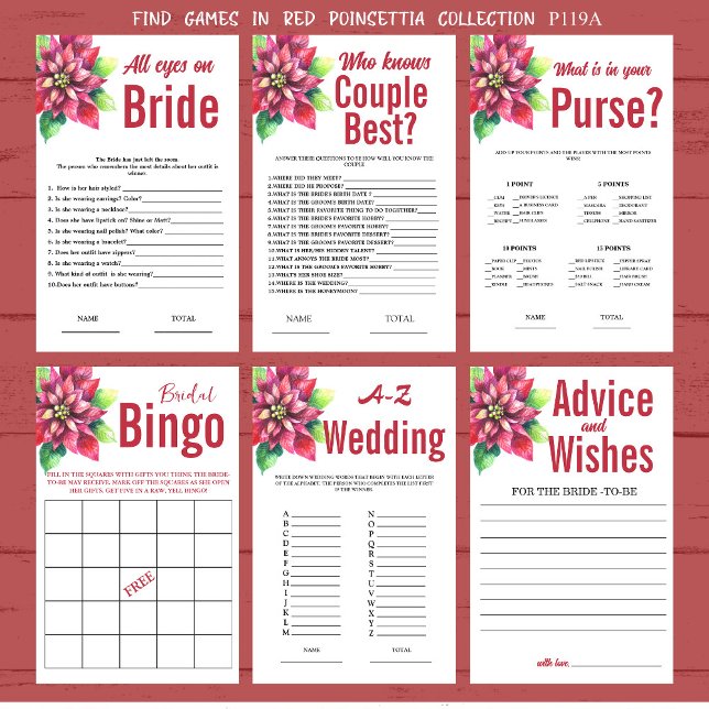 Papier Poinsettia Mariage Fête des mariées A-Z Jeu (Créateur téléchargé)