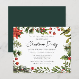 Papier Poinsettia Mistletoe Floral Script Noël