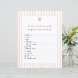 Papier poire rose bébé mot scrabble baby shower jeu