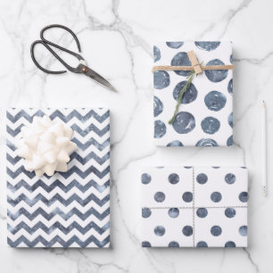 Papier Pois Chevron Enveloppement série de 3