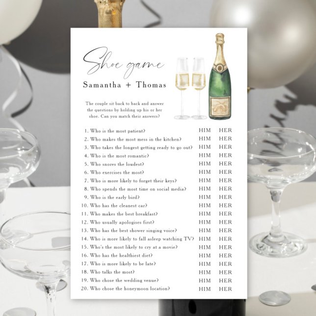 Papier Pomme de douche nuptiale Champagne Jeu de chaussur (Créateur téléchargé)