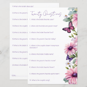 Papier Pommes à papillons douche nuptiale 20 questions je