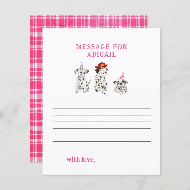 Papier Pompier Fille Anniversaire heure Capsule Message (Devant / Derrière)