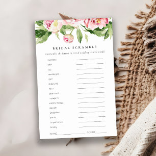 Papier Pony rose Fête des mariées Florale Mot Scramble Je