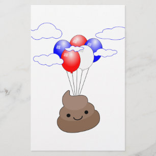 Papier Poo Emoji Voler Avec Ballons