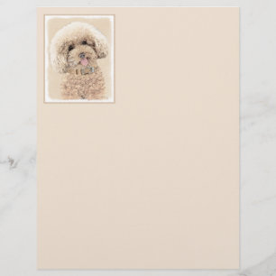 Papier Poodle Miniature Toy Apricot Crème Chien Brown Art