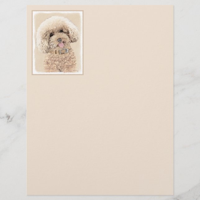 Papier Poodle Miniature Toy Apricot Crème Chien Brown Art (Devant)
