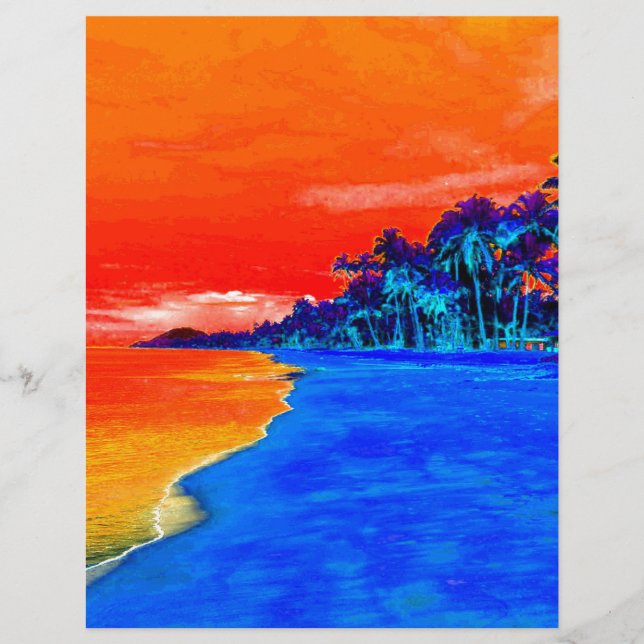 Papier Pop Art Plage Exotique Palmiers (Devant)