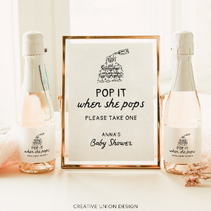 Papier Pop It When She Pops Hand Drawn Baby shower Favori