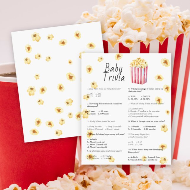 Papier Popcorn - Baby Quiz | Jeu de Baby Shower (Créateur téléchargé)