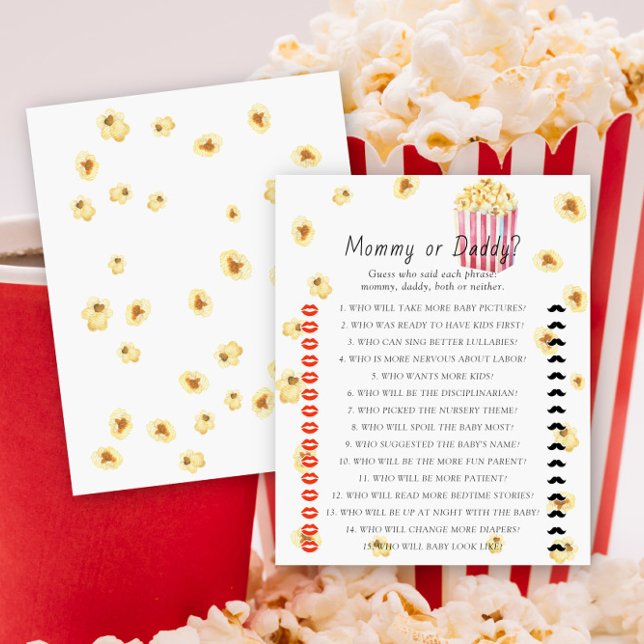 Papier Popcorn baby shower maman ou papa jeu (Créateur téléchargé)