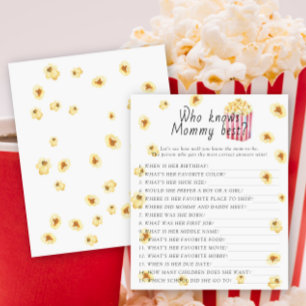 Papier Popcorn baby shower Qui connaît maman meilleur jeu