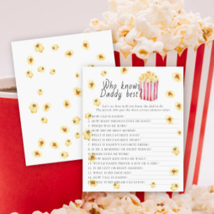 Papier Popcorn baby shower Qui connaît papa meilleur jeu