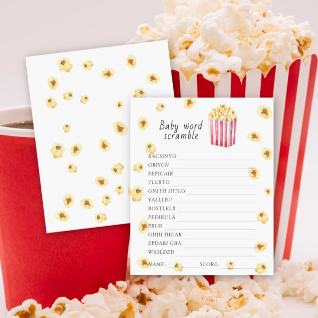 Papier Popcorn baby shower Word jeu brouillon (Créateur téléchargé)