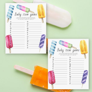 Papier Popsicle - Baby Item Game. Jeu baby shower