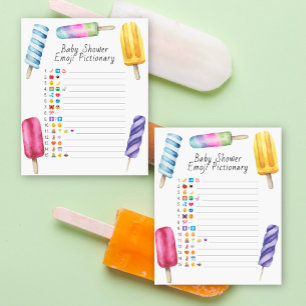 Papier Popsicle baby shower émoticônes jeu pictionnaire