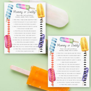 Papier Popsicle baby shower maman ou papa jeu