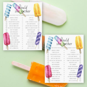 Papier Popsicle baby shower Voudrait-elle Plaire jeu