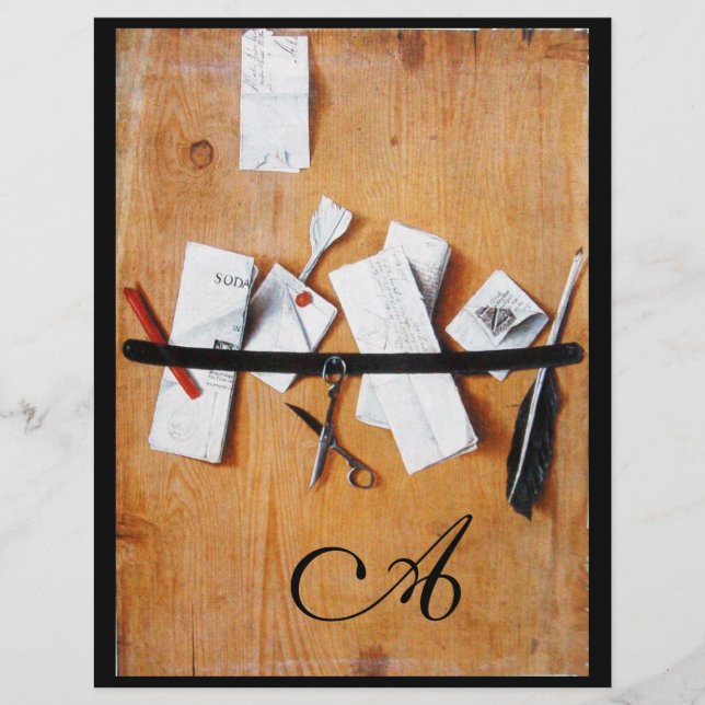 Papier PORTE-LETTRES EN BOIS MONOGRAMME marron blanc noir (Devant)