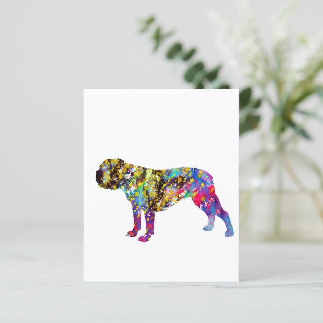 Papier Portrait d'aquarelle Bulldog Art (Debout devant)