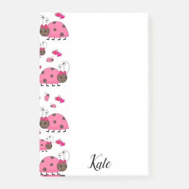 Papier Post-it coccinelle rose (Devant)