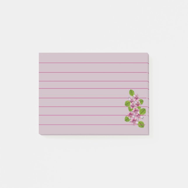 Papier Post-It Fleur Rose (Devant)