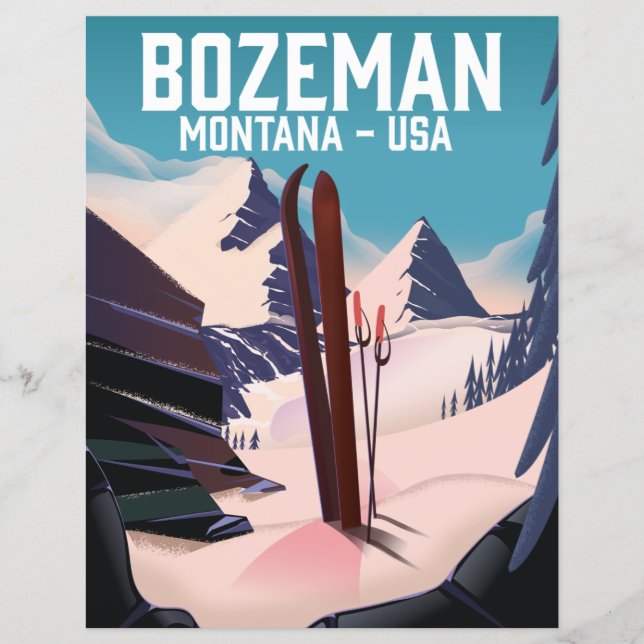 Papier poster de ski Bozeman Montana (Devant)