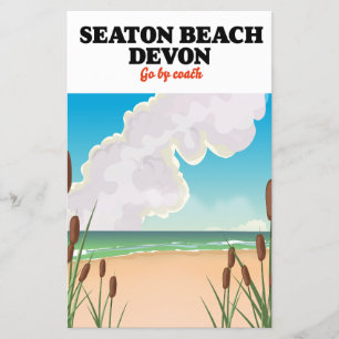Papier poster de voyage Seaton Beach Dorset toile Imprime