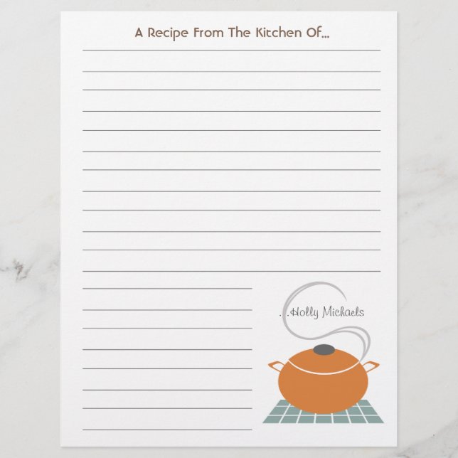 Papier Pot De Cuisine Orange De La Cuisine De..En-Tête (Devant)