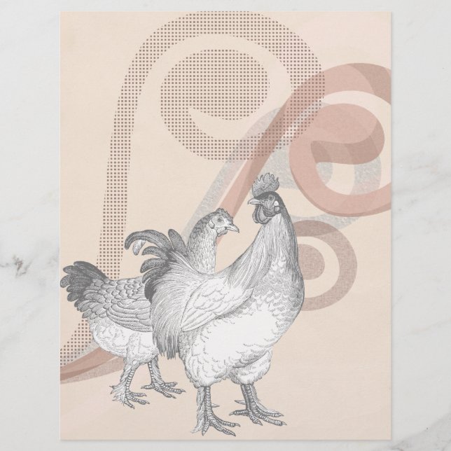 Papier Poulets vintages à la cochine (Devant)