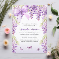 Poupée papillon arc fille Baby shower invitation