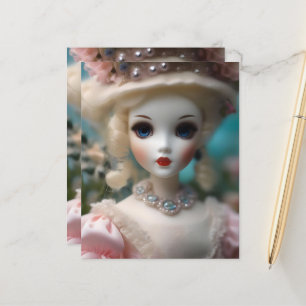 Papier Poupée Vintage bleue,