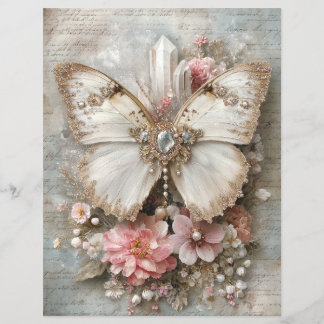 Papier pour junk journal et scrapbook Papillon Ros
