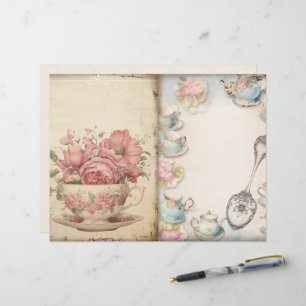 Papier pour Junk Journal "L'heure du thé"