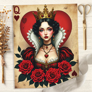 Papier pour scrapbooking Alice Reine de Cœur Roses