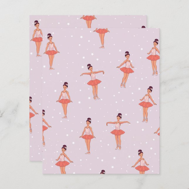 Papier pour scrapbooking de danse de ballerine (Devant / Derrière)