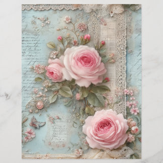 Papier pour scrapbooking journal vintage Roses ros