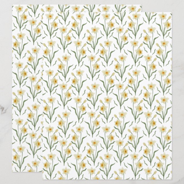 Papier pour scrapbooking Narcisse (Devant / Derrière)