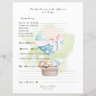 Papier Prédiction et conseil pour bébé en Sage Green