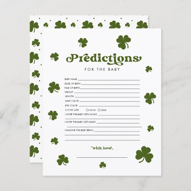 Papier Prédiction Saint Patrick's Day Shamrock vert (Devant / Derrière)