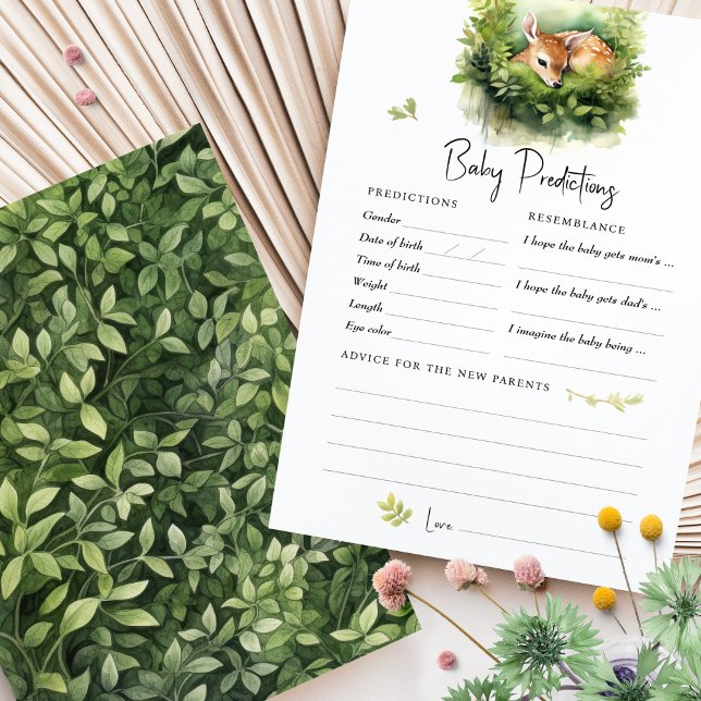 Papier Prédictions Baby shower Jeu Conseil Cerf (Créateur téléchargé)