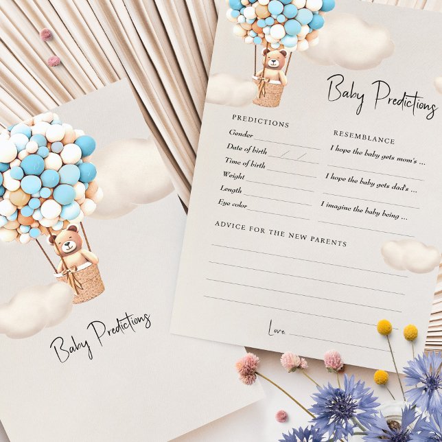 Papier Prédictions Baby shower Jeu Conseil Ours Ballons (Créateur téléchargé)