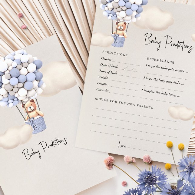 Papier Prédictions Baby shower Jeu Conseil Ours Ballons (Créateur téléchargé)