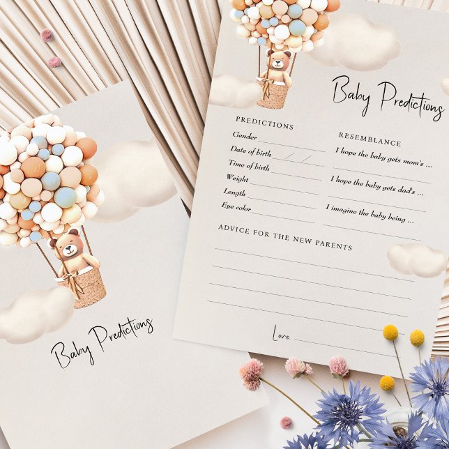 Papier Prédictions Baby shower Jeu Conseil Ours Ballons (Créateur téléchargé)