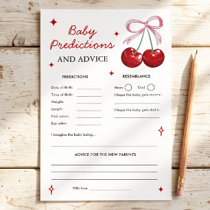 Papier Prédictions de bébé Cerise sur le gâteau Jeu de Ba