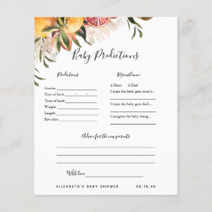 Papier Prédictions de bébé Jeu de Baby Shower