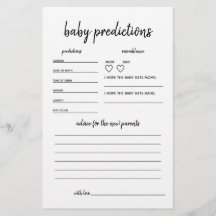Prédictions de bébé Jeux de Baby shower minimalist