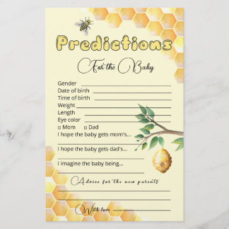 Papier Prédictions des bébés | Jeu Baby shower