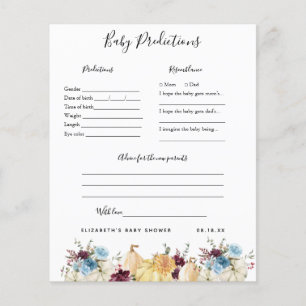 Papier Prédictions des bébés   Jeu Baby shower