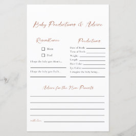 Papier Prédictions et conseils Baby shower Boho minimalis